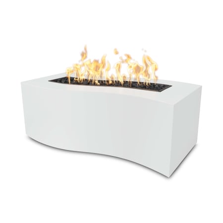 The Outdoor Plus 60 Rectangular Billow Fire Pit, Powder Coated Metal, White, Match Lit with Flame Sense, Natural Gas OPT-BLWPC60FSML-WHT-NG